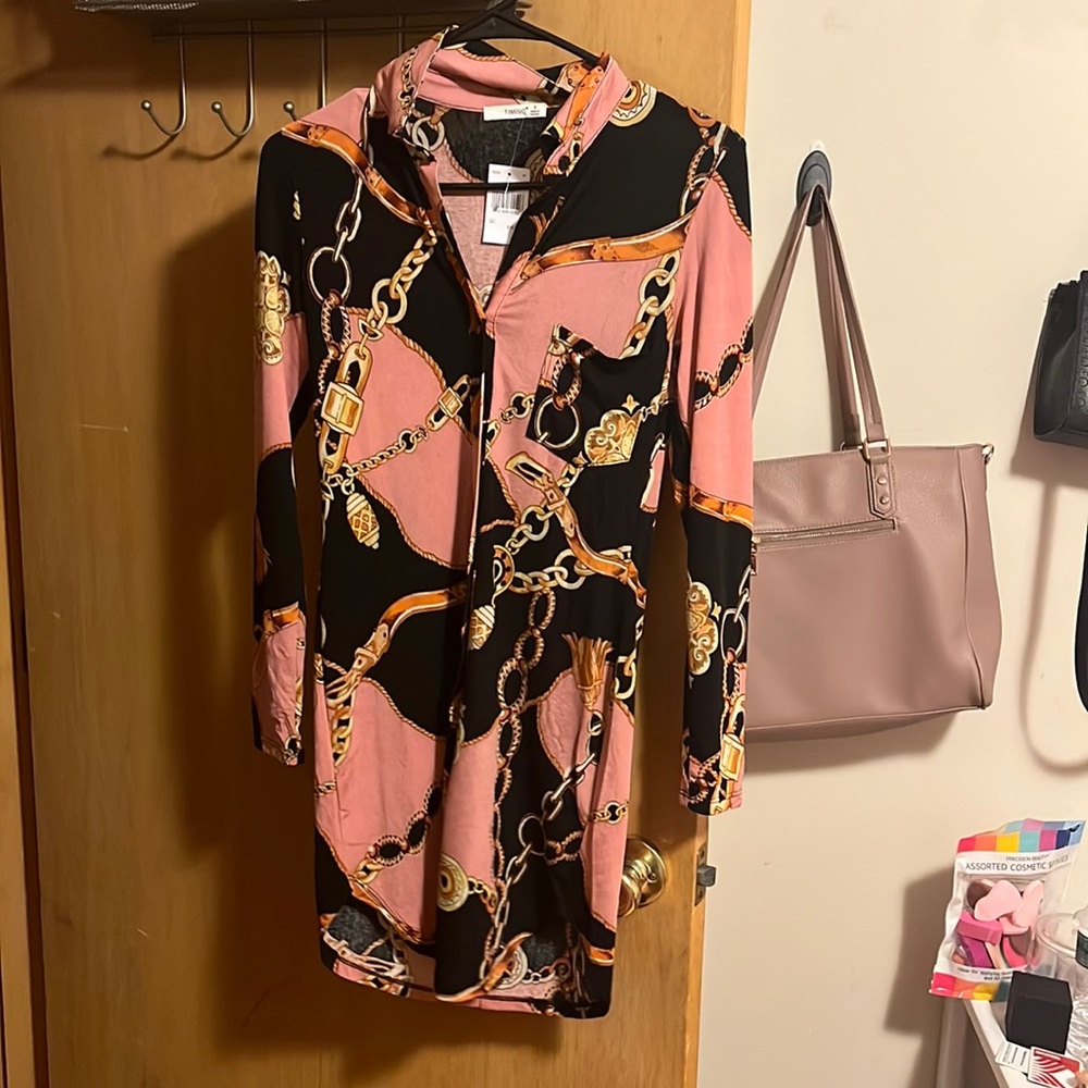 Multicolored button down dress. Never worn! Size Small